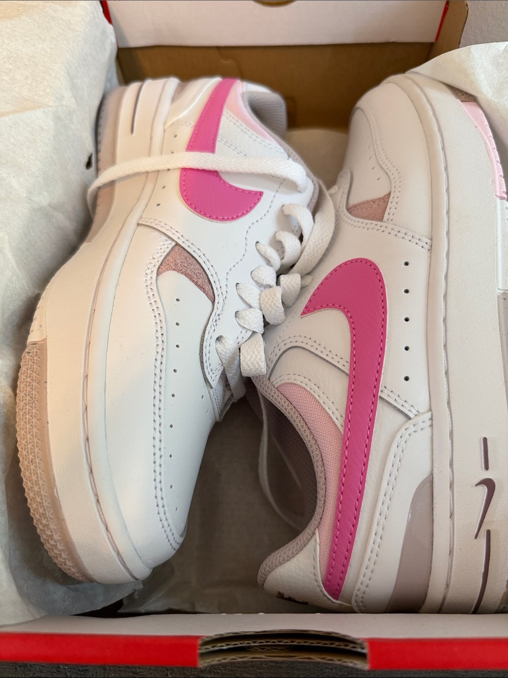 Nike White and Pink Women's Low-Top Sneakers Women’s 6